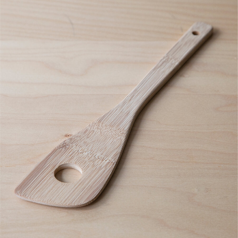 Soot Bamboo Inclined Spatula (Medium) Perforated (Unpainted) 30cm