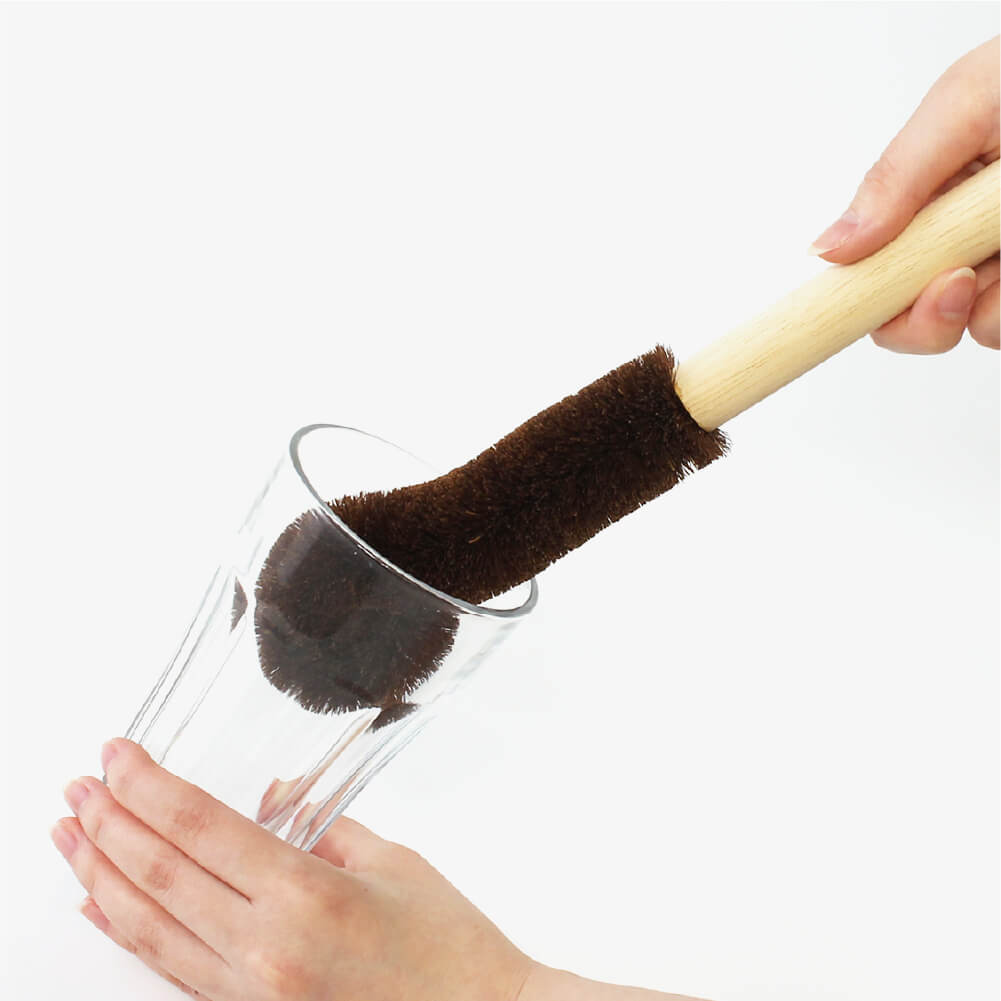 Natural palm scrubbing brush for bottle short