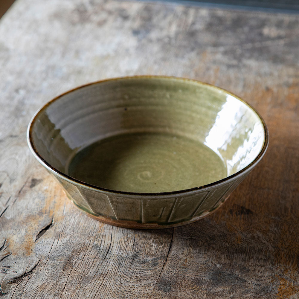 Yellow ash glaze Sogi 7 inch shallow bowl