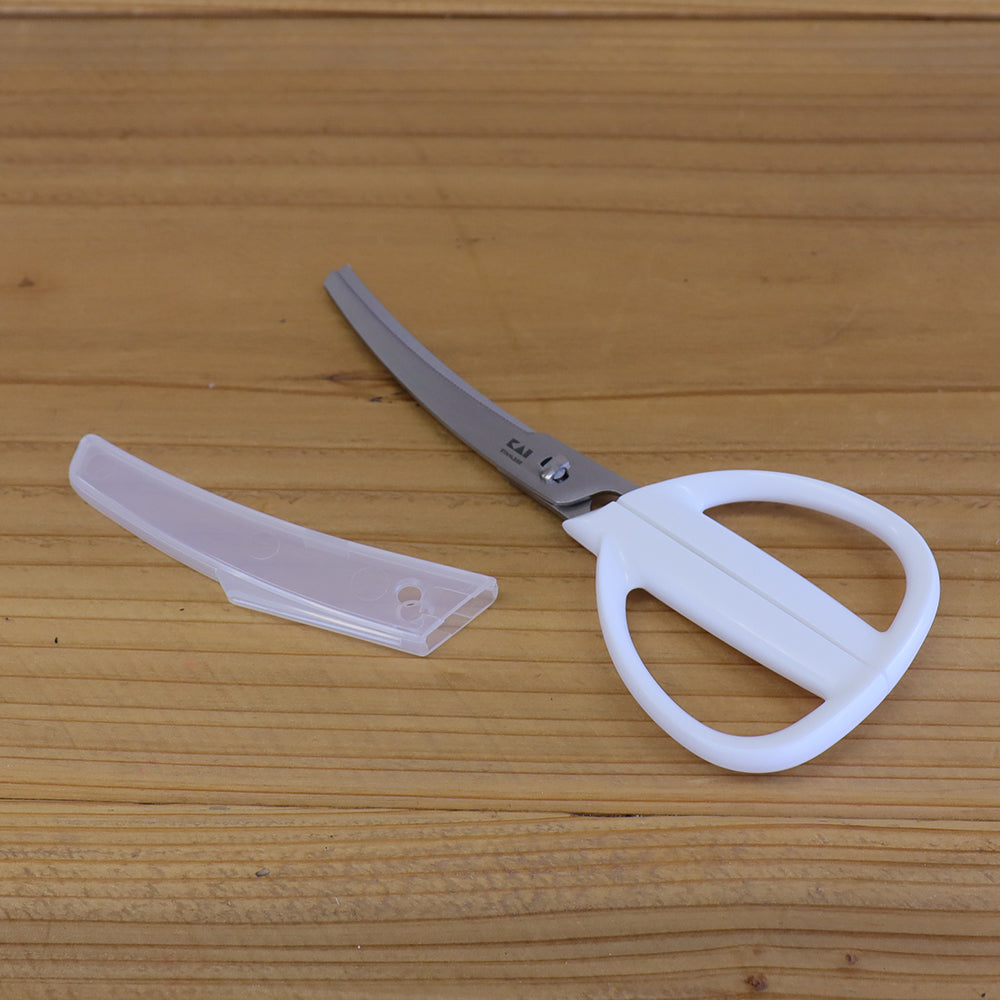 Curved kitchen scissors (with case) White